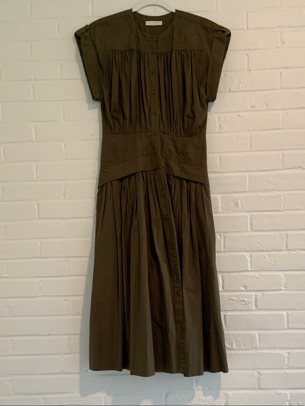 Ulla Johnson Olive Midi Dress with Button Front